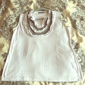 White Sleeveless Notch Neck Top